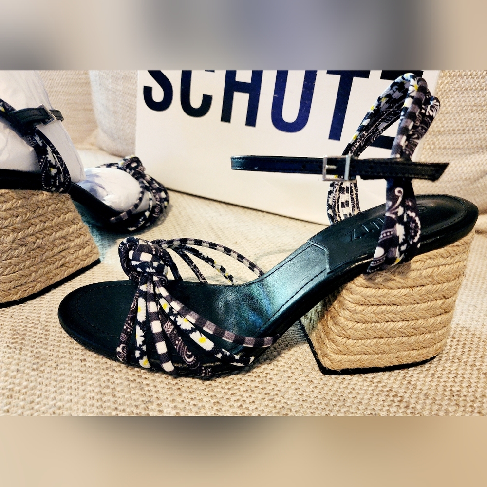 SCHUTZ Block Heel Sandal Espadrilles